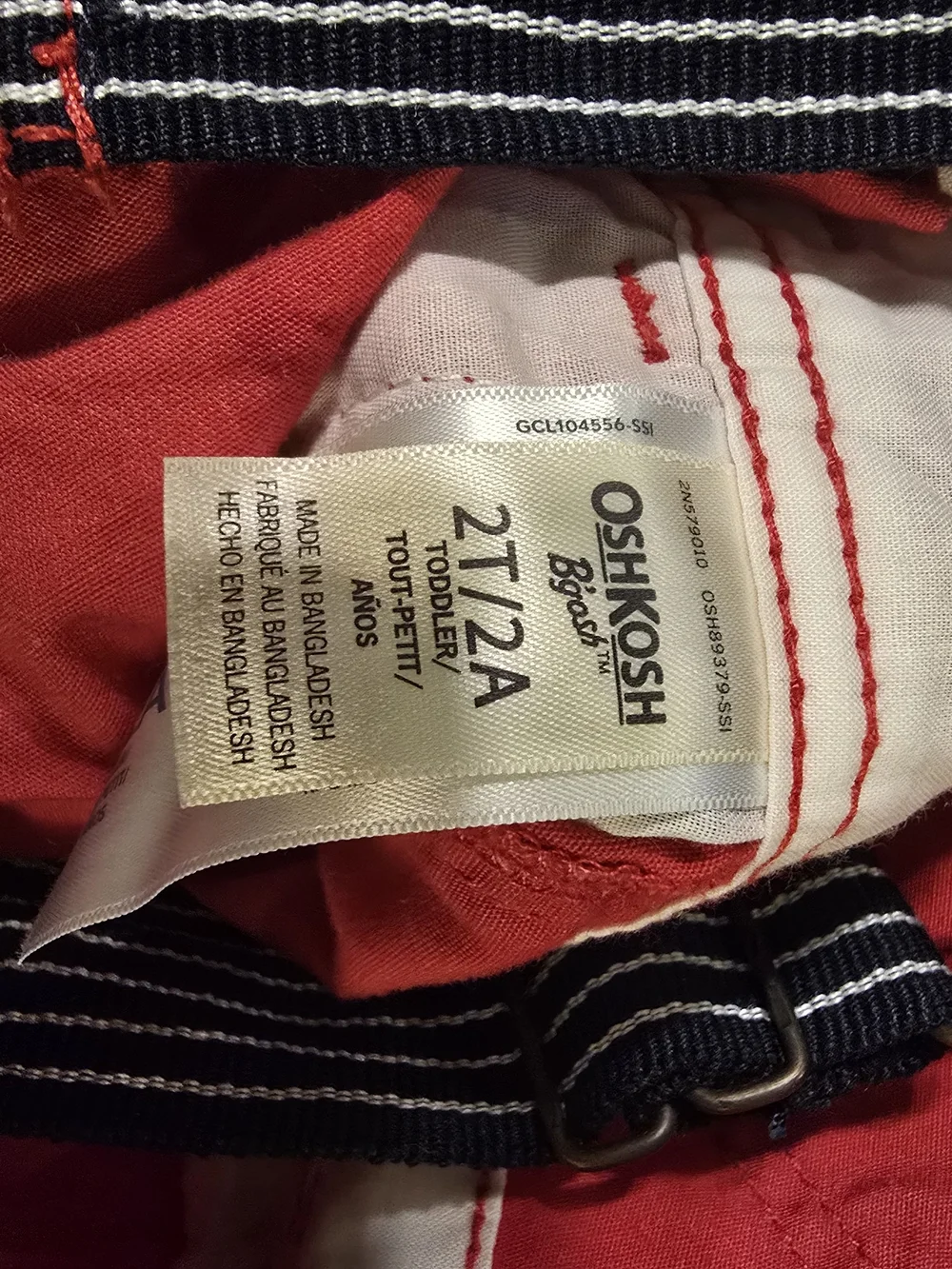 OshKosh B'gosh Toddler Boy 2T Bundle Red Short Overalls Khaki Shorts
